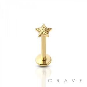 Hammered Star Top Labret-Gold